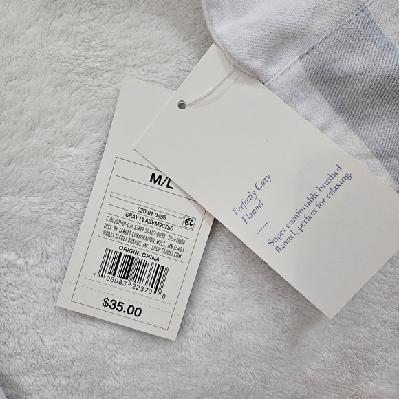 stars above Robe in White & Grey Plaid Print Women’s Size M/L - Picture 6 of 7